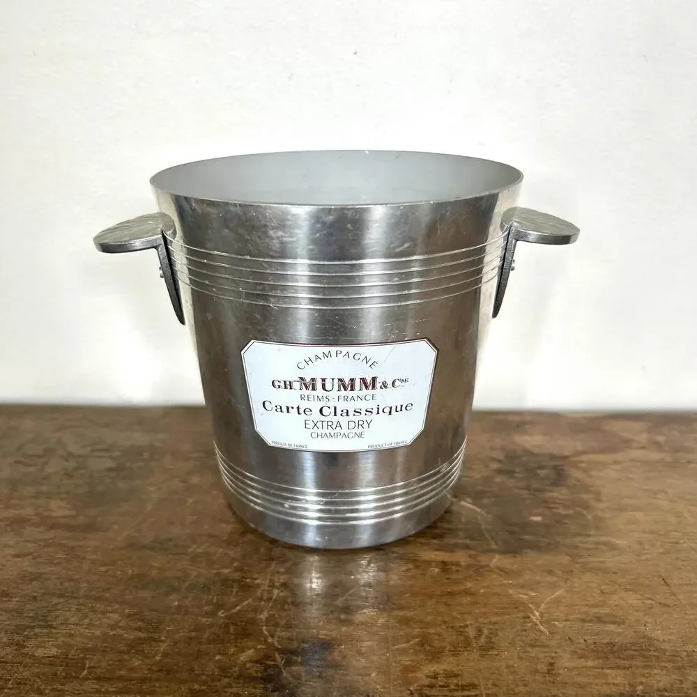 Vintage French Champagne Ice Bucket – G.H. Mumm & Cie Aluminum “Carte Classique”